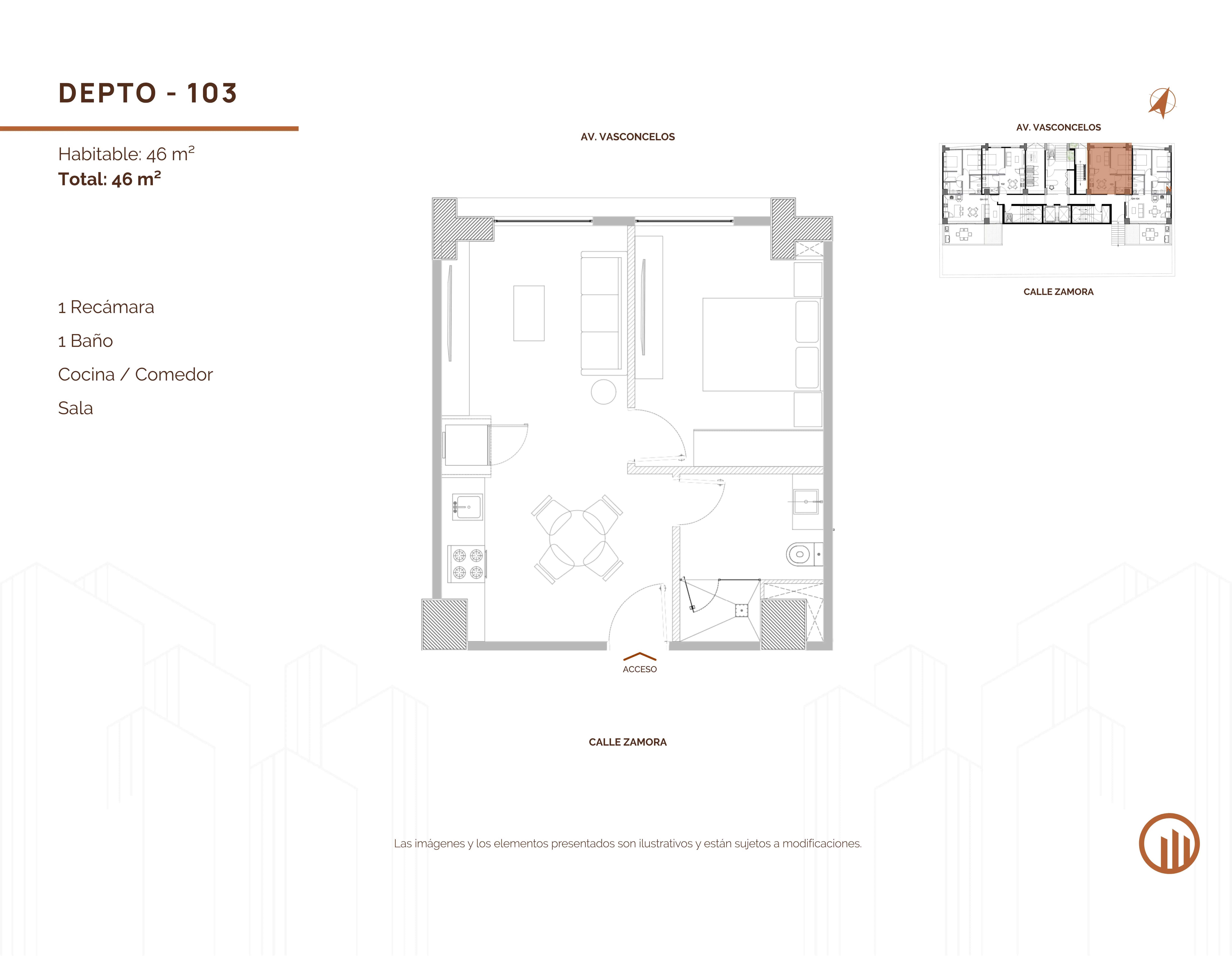 Tipología de departamento. Plano arquitectónico