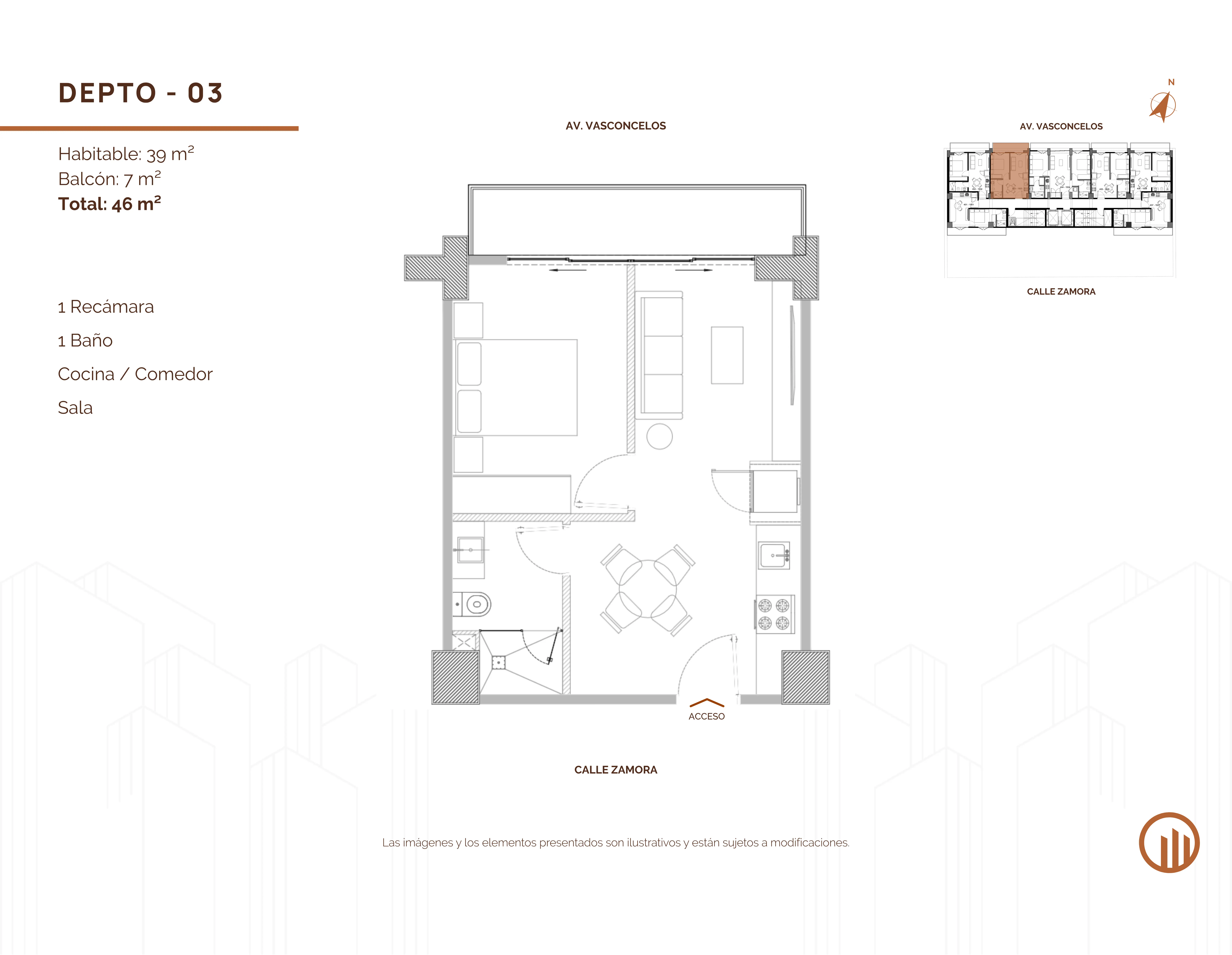 Tipología de departamento. Plano arquitectónico