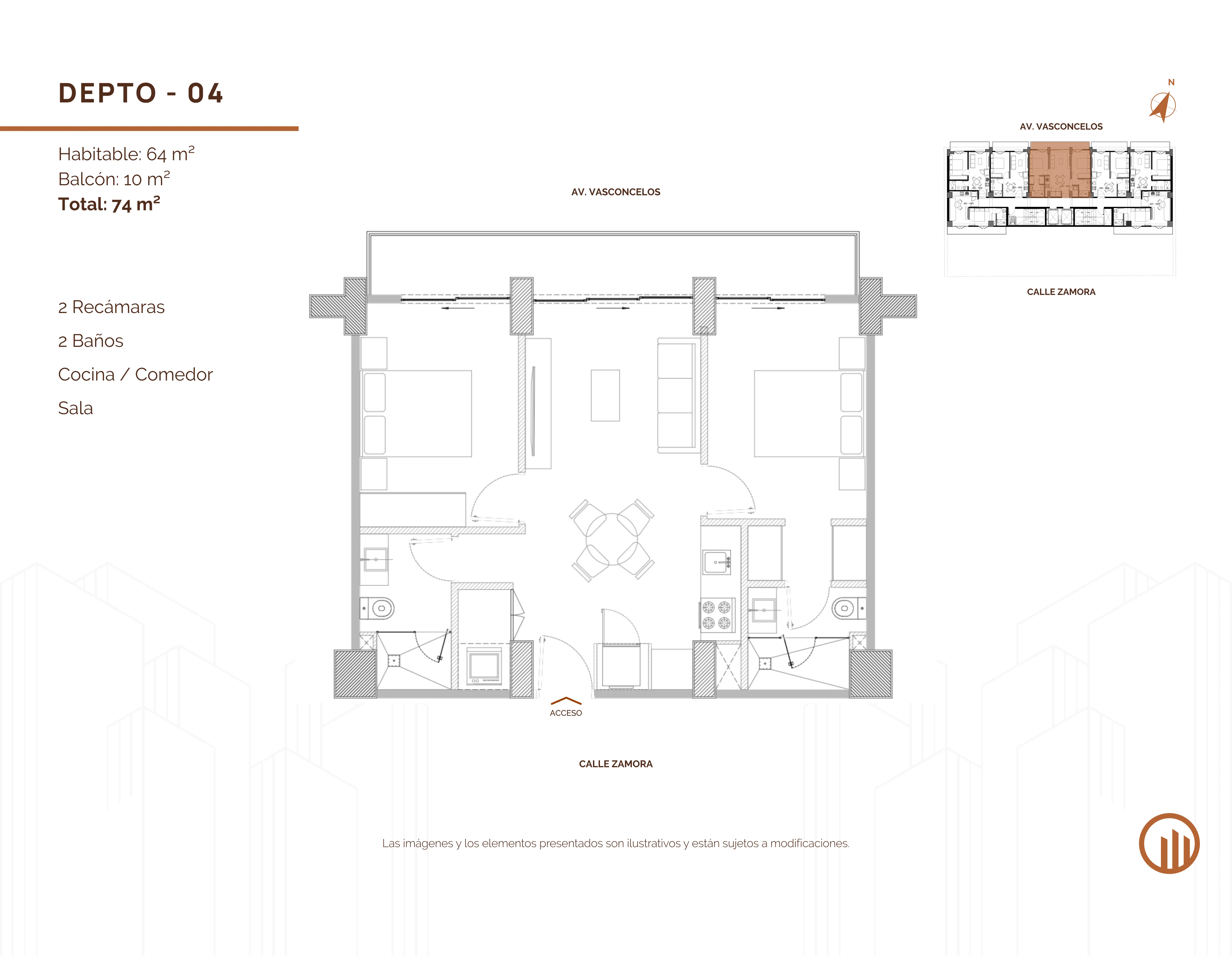 Tipología de departamento. Plano arquitectónico