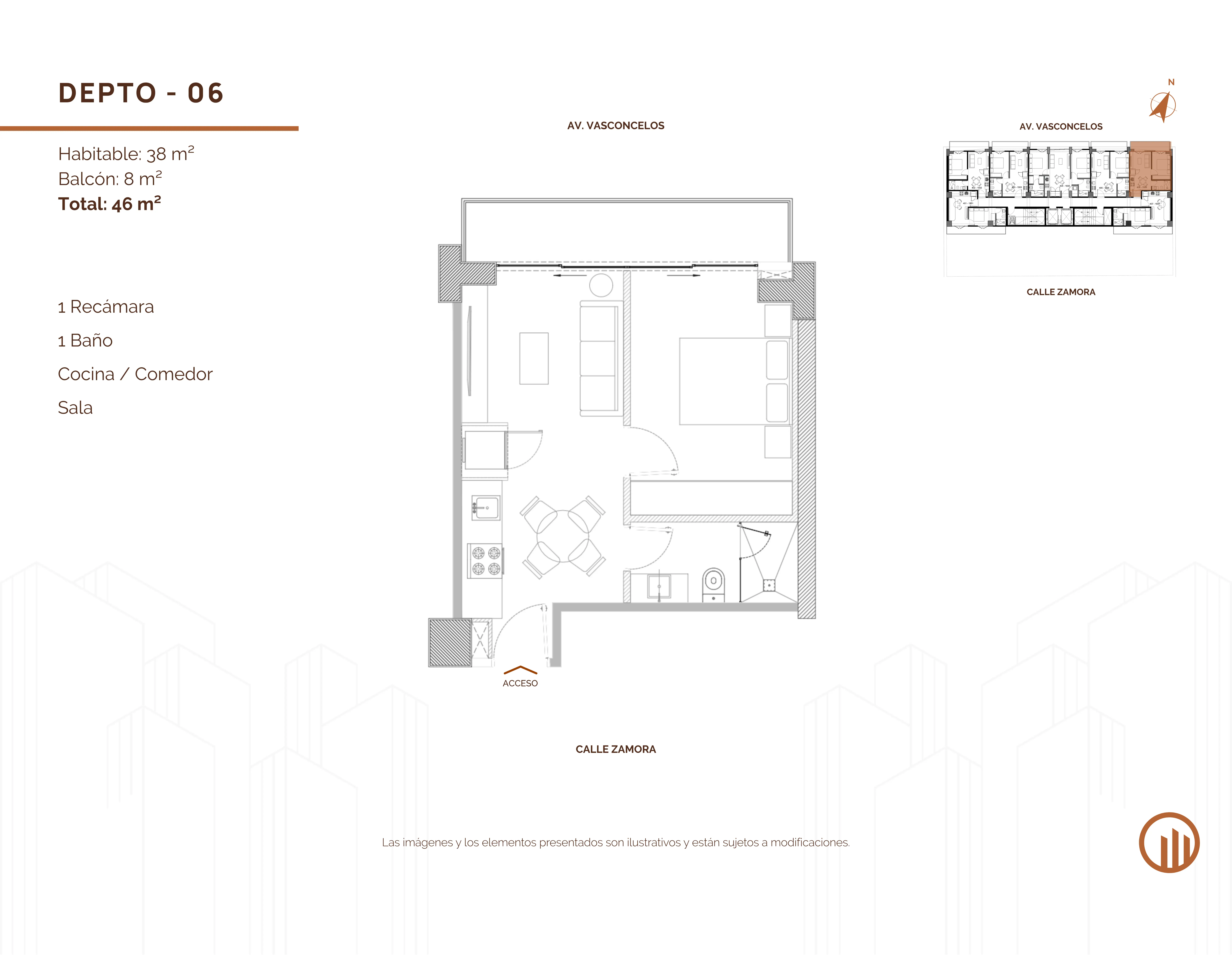Tipología de departamento. Plano arquitectónico