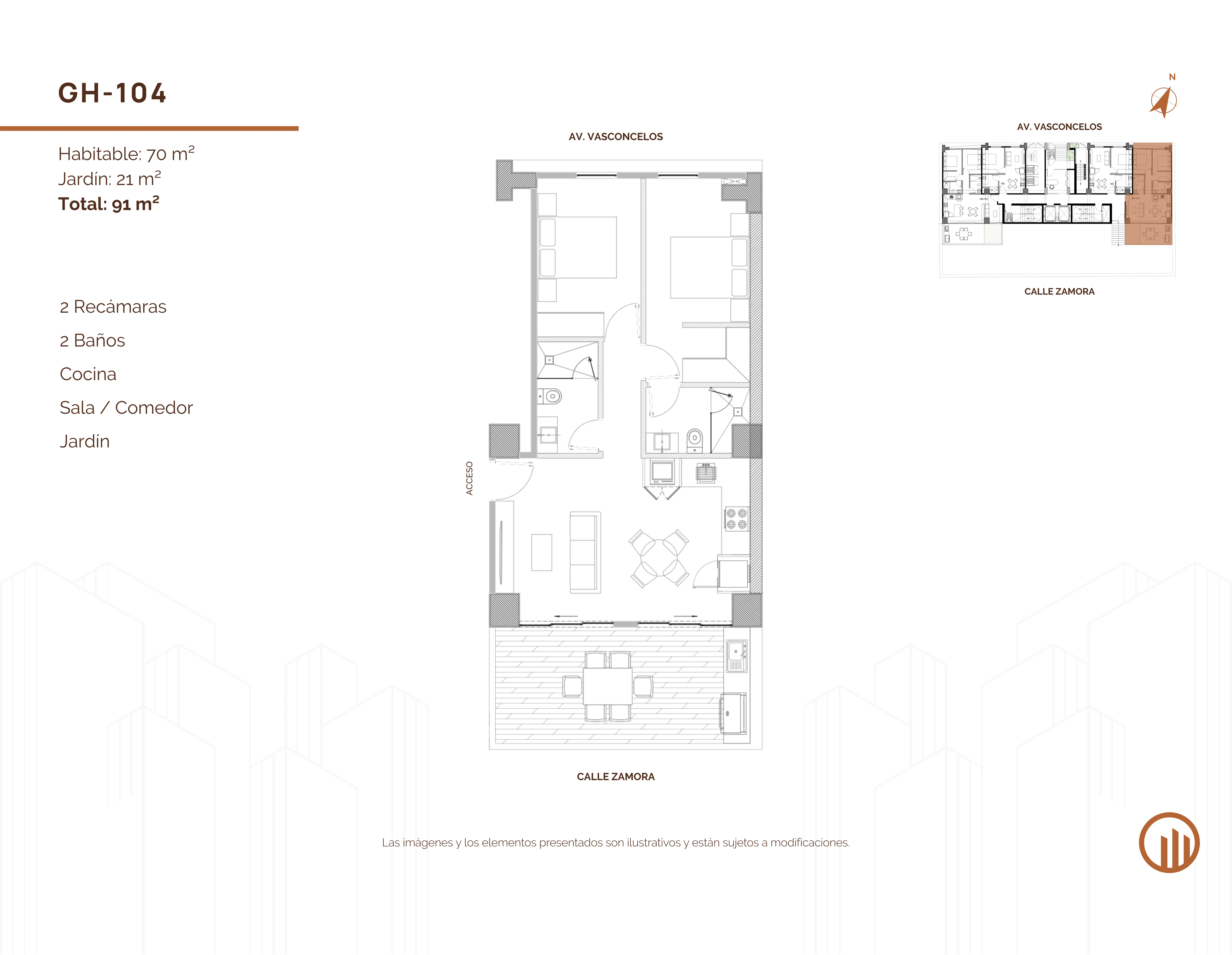Tipología de departamento. Plano arquitectónico