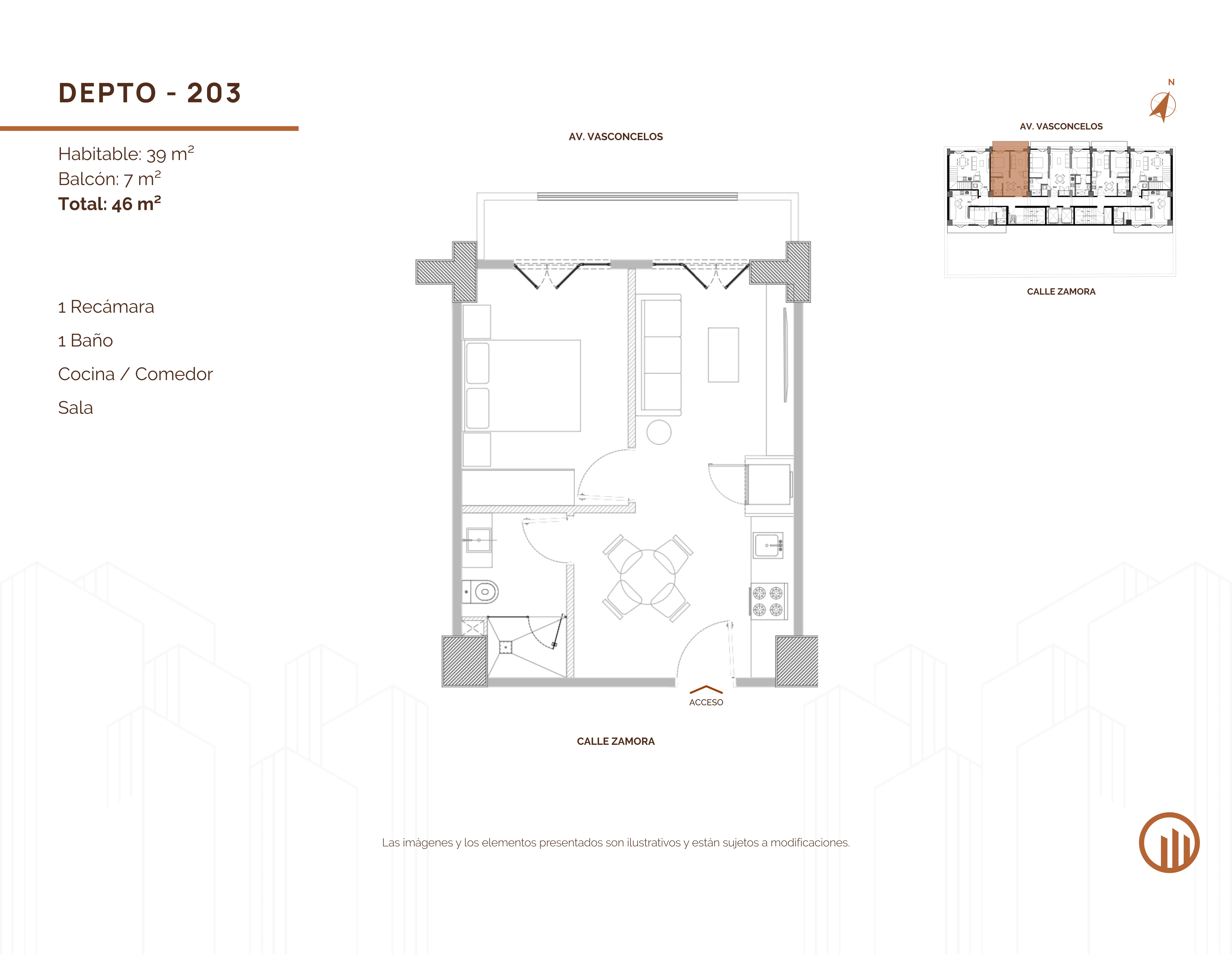 Tipología de departamento. Plano arquitectónico