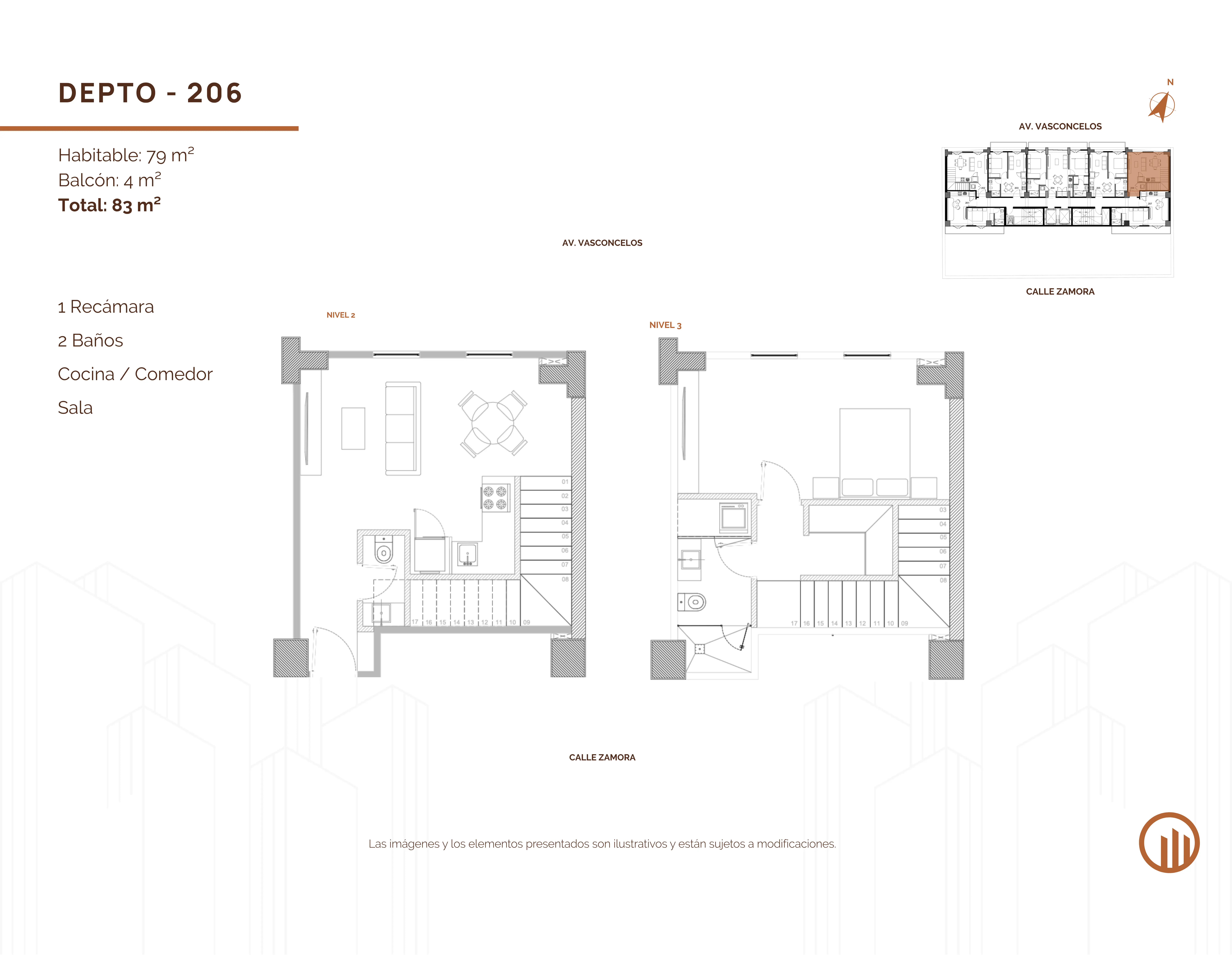 Tipología de departamento. Plano arquitectónico