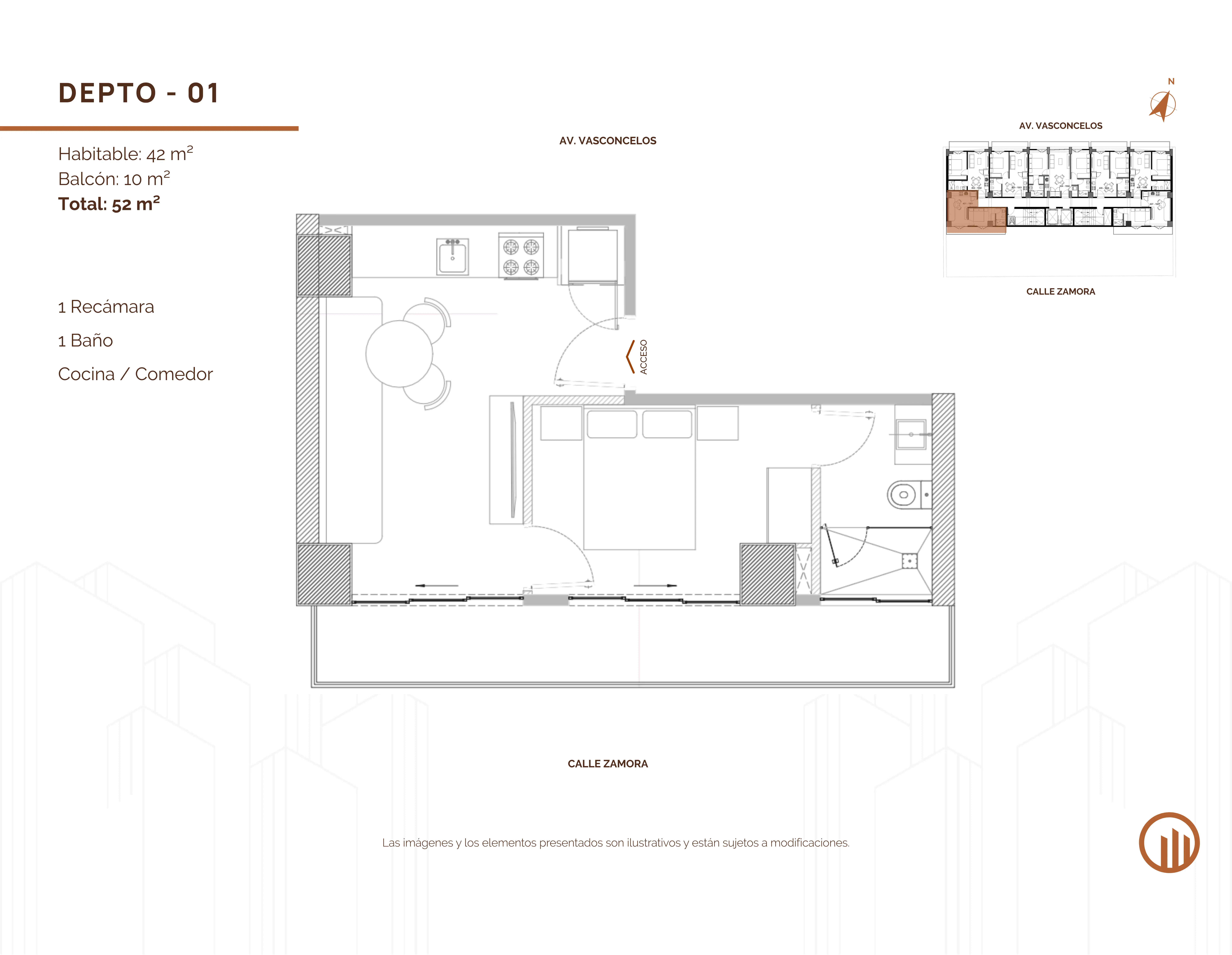 Tipología de departamento. Plano arquitectónico